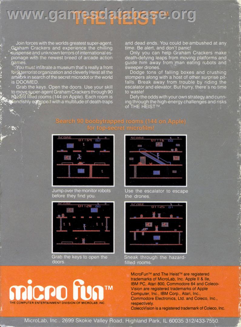 Heist, The - Coleco Vision - Artwork - Box Back