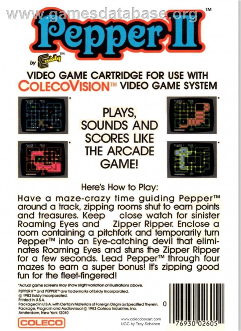 Pepper II - Coleco Vision - Artwork - Box Back