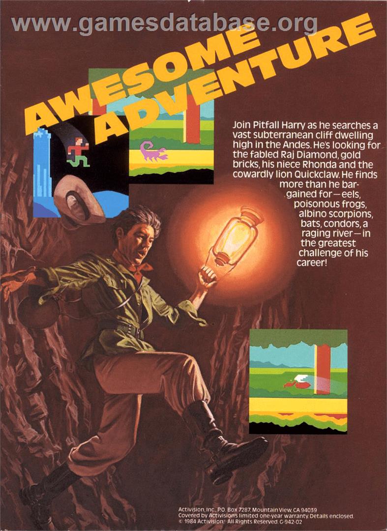 Pitfall 2 - Lost Caverns - Coleco Vision - Artwork - Box Back
