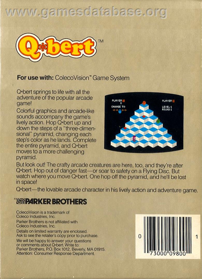 Q-bert - Coleco Vision - Artwork - Box Back