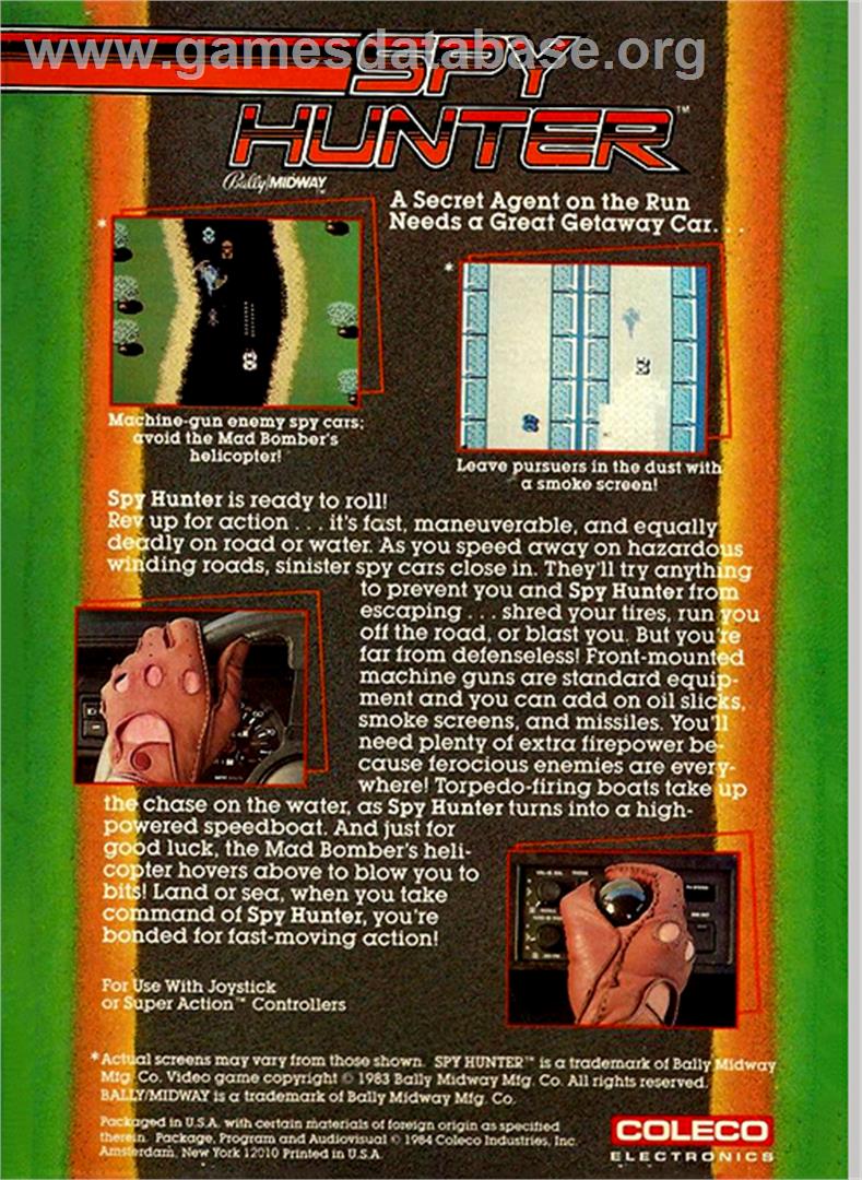 Spy Hunter - Coleco Vision - Artwork - Box Back