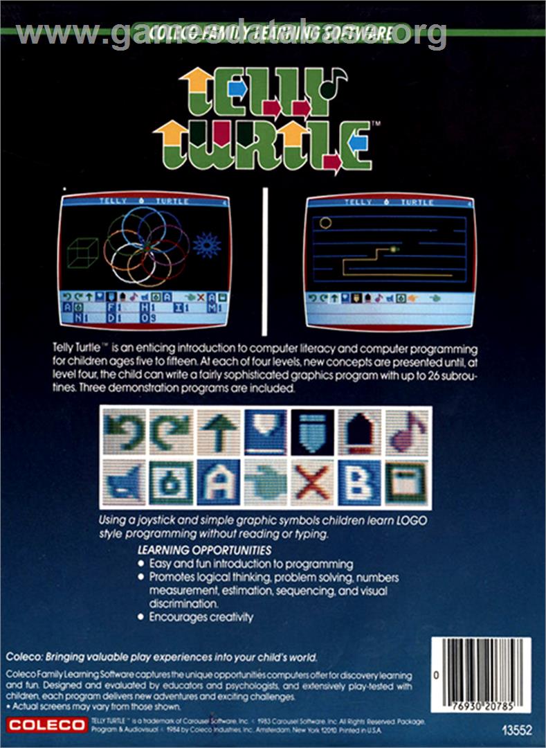 Telly Turtle - Coleco Vision - Artwork - Box Back