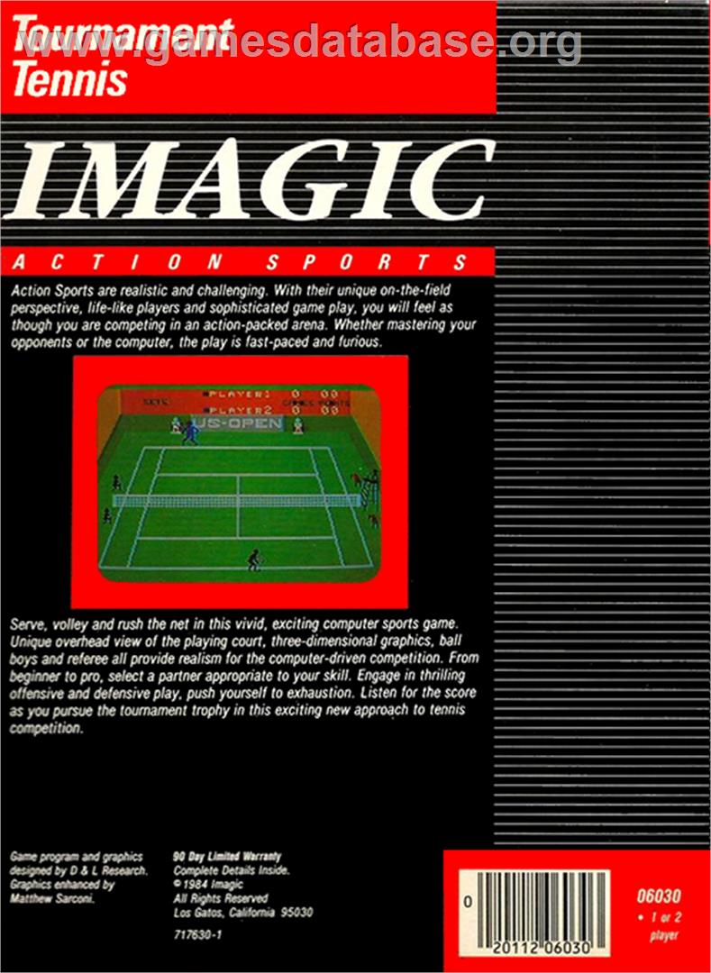 Tournament Tennis - Coleco Vision - Artwork - Box Back