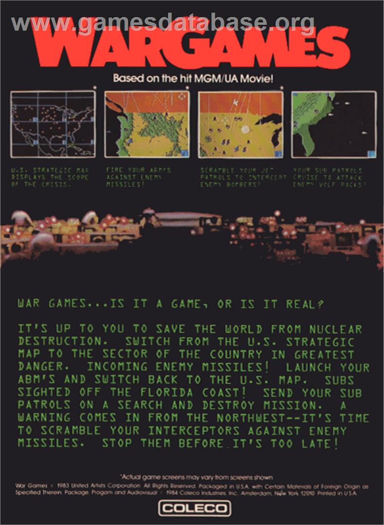 War Games - Coleco Vision - Artwork - Box Back