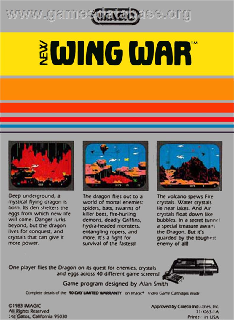 Wing War - Coleco Vision - Artwork - Box Back