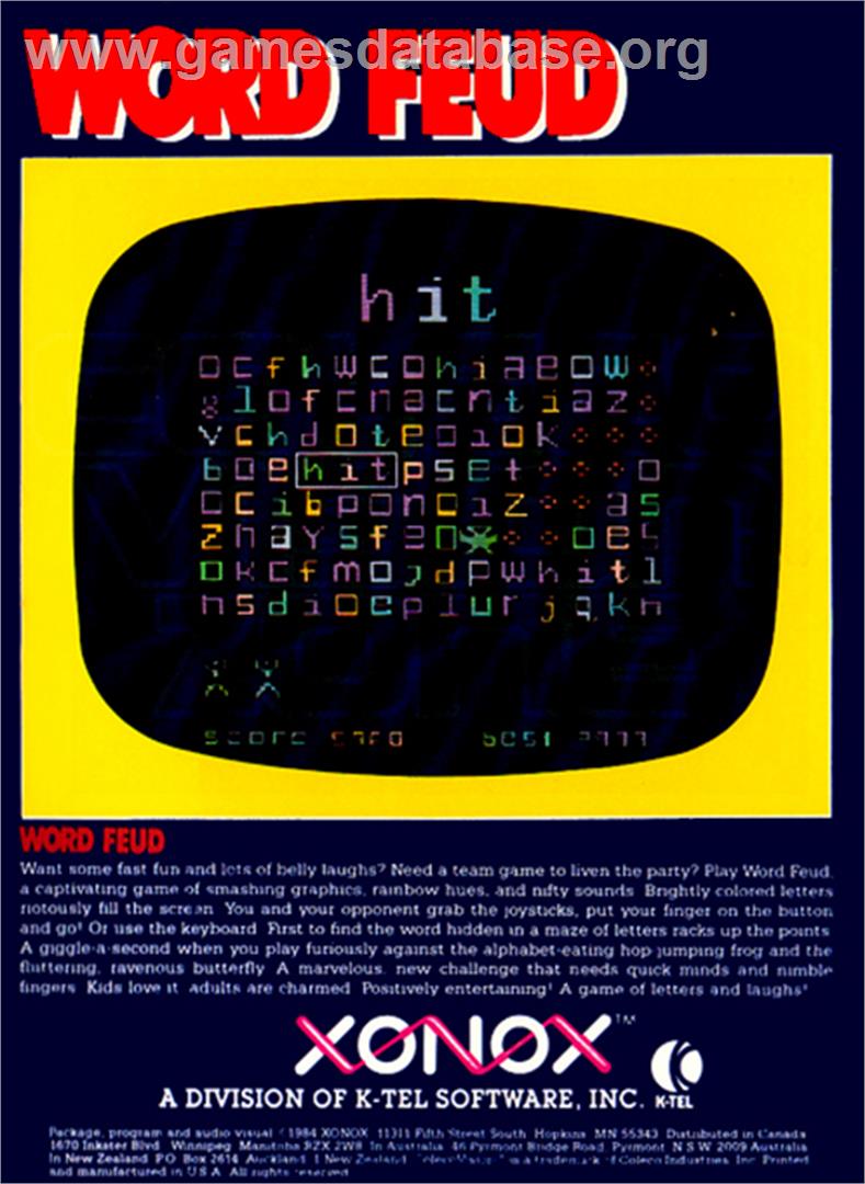 Word Feud - Coleco Vision - Artwork - Box Back