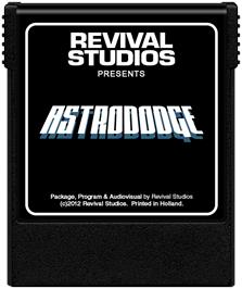 Cartridge artwork for Astrododge on the Coleco Vision.