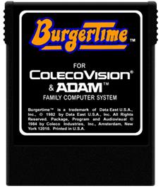 Cartridge artwork for Burgertime on the Coleco Vision.