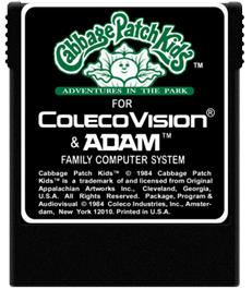 Cartridge artwork for Cabbage Patch Kids Adventures in the Park on the Coleco Vision.
