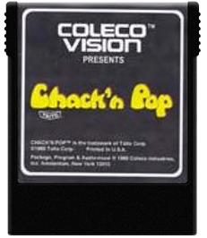 Cartridge artwork for Chack'n Pop on the Coleco Vision.