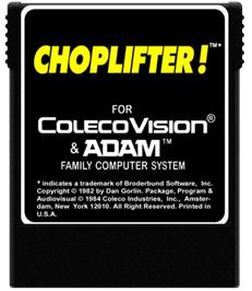 Cartridge artwork for Choplifter! on the Coleco Vision.