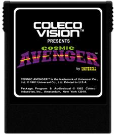 Cartridge artwork for Cosmic Avenger on the Coleco Vision.