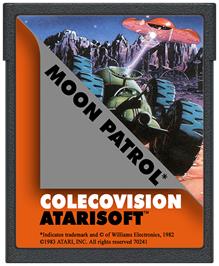 Cartridge artwork for Moon Patrol on the Coleco Vision.