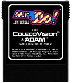 Cartridge artwork for Mr. Do! on the Coleco Vision.