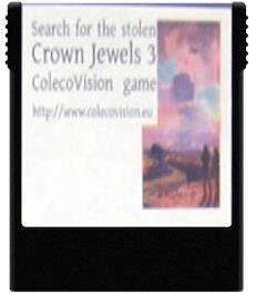 Cartridge artwork for Search for the Stolen Crown Jewels 3 on the Coleco Vision.