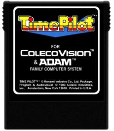 Cartridge artwork for Time Pilot on the Coleco Vision.