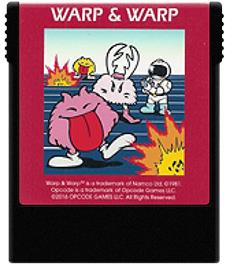 Cartridge artwork for Warp & Warp on the Coleco Vision.