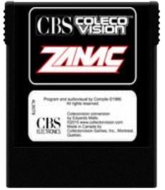 Cartridge artwork for Zanac on the Coleco Vision.