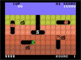 In game image of Dig Dug on the Coleco Vision.