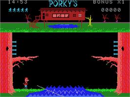 In game image of Porky's on the Coleco Vision.