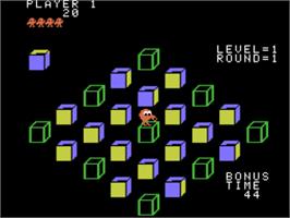 In game image of Q-bert's Qubes on the Coleco Vision.