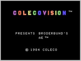 Title screen of A.E. on the Coleco Vision.