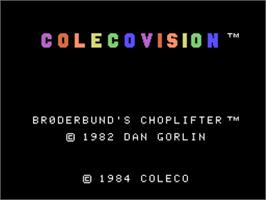 Title screen of Choplifter! on the Coleco Vision.