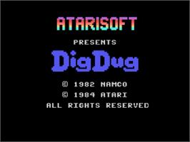 Title screen of Dig Dug on the Coleco Vision.