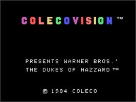 Title screen of Dukes Of Hazzard, The on the Coleco Vision.