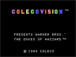 Title screen of Dukes of Hazzard on the Coleco Vision.