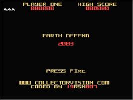 Title screen of Earth Defend 2083 on the Coleco Vision.