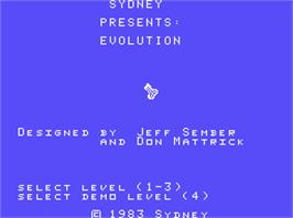 Title screen of Evolution on the Coleco Vision.