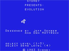 Title screen of Evolution on the Coleco Vision.