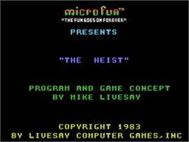 Title screen of Heist, The on the Coleco Vision.