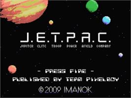 Title screen of J.E.T.P.A.C. on the Coleco Vision.