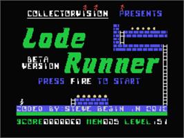 Title screen of Lode Runner on the Coleco Vision.