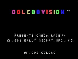 Title screen of Omega Race on the Coleco Vision.