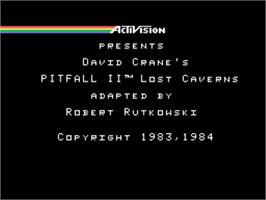 Title screen of Pitfall 2 - Lost Caverns on the Coleco Vision.