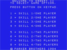 Title screen of Q-bert's Qubes on the Coleco Vision.