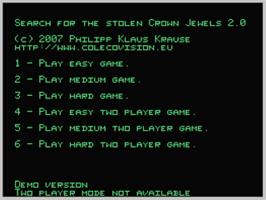 Title screen of Search for the Stolen Crown Jewels 2 on the Coleco Vision.