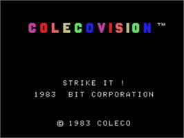 Title screen of Strike It! on the Coleco Vision.