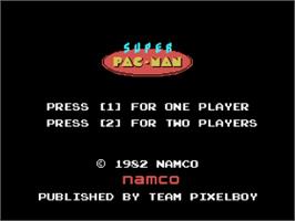 Title screen of Super Pac-Man on the Coleco Vision.