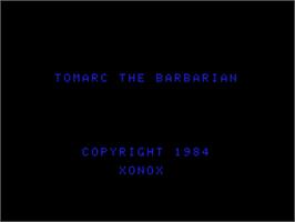 Title screen of Tomarc The Barbarian on the Coleco Vision.
