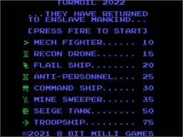 Title screen of Turmoil 2022 on the Coleco Vision.