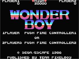 Title screen of Wonder Boy on the Coleco Vision.