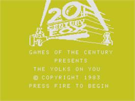 Title screen of Yolk's On You, The on the Coleco Vision.