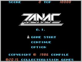 Title screen of Zanac on the Coleco Vision.