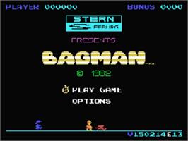 Title screen of bagman on the Coleco Vision.