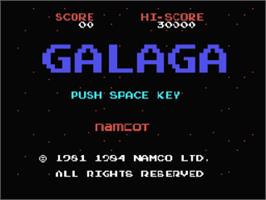 Title screen of galaga on the Coleco Vision.