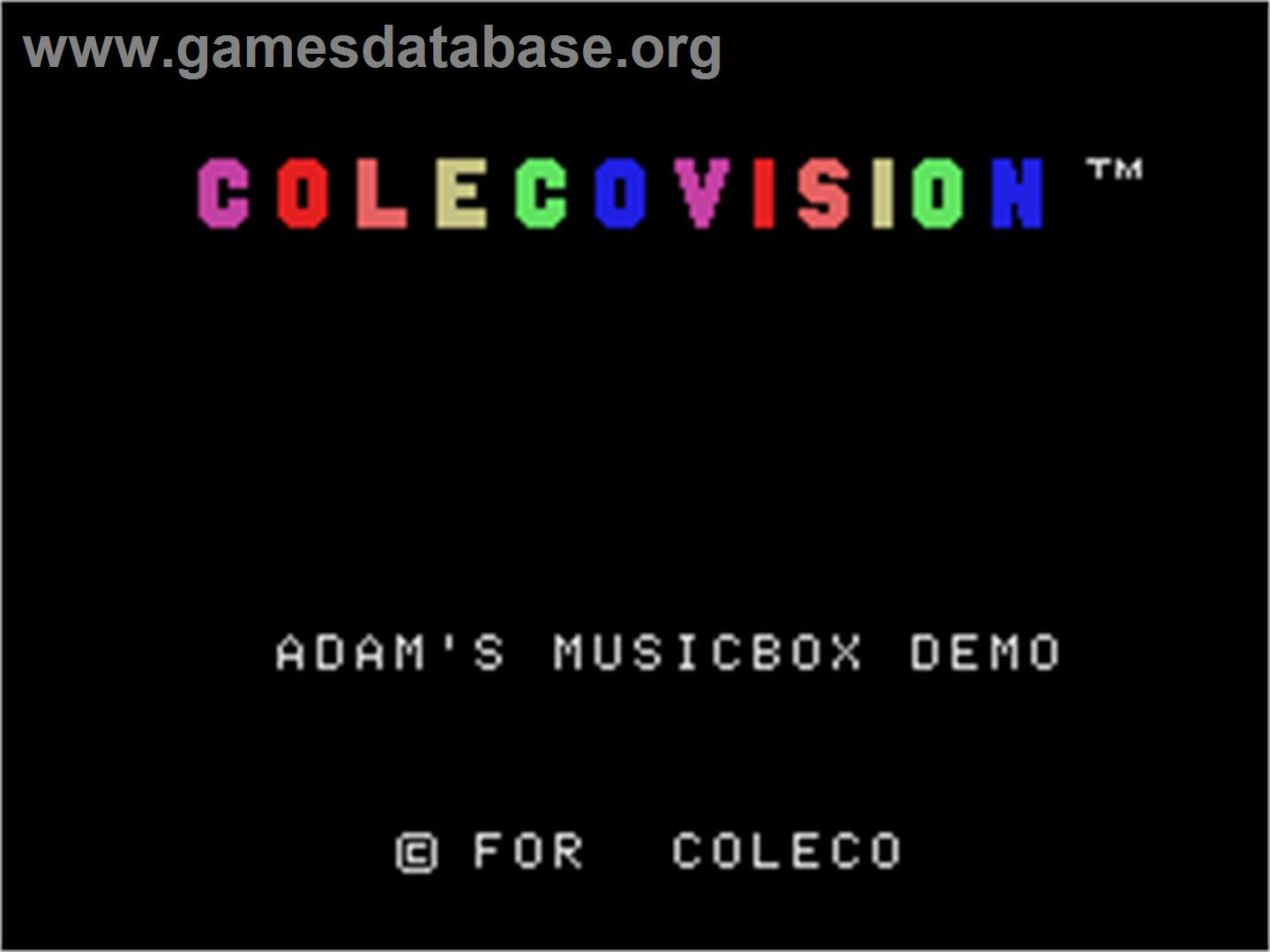 Adam's Musicbox (Demo) - Coleco Vision - Artwork - Title Screen